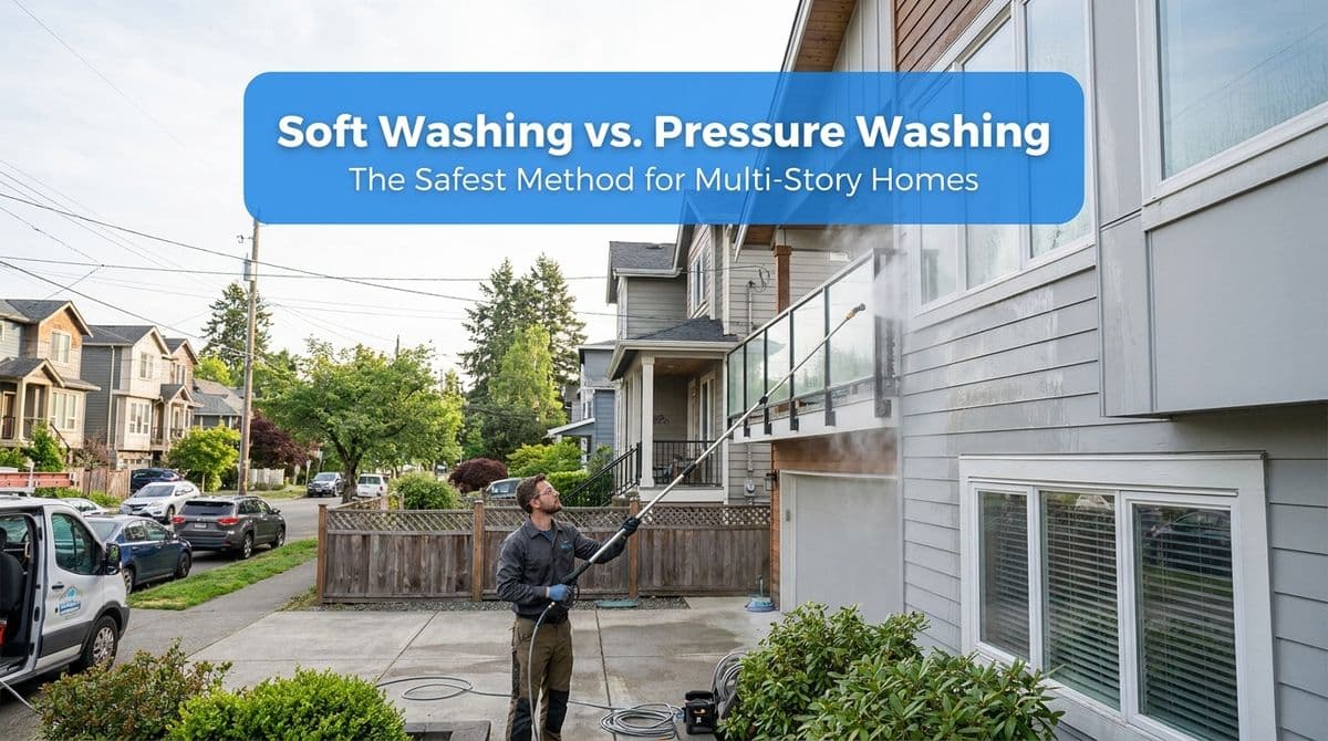 Soft Washing vs. Pressure Washing on Multi-Story Homes image